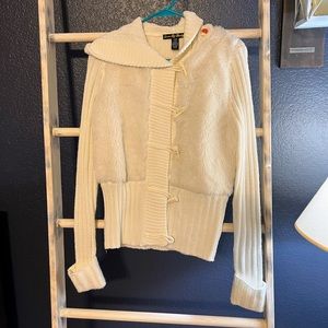 Knitted faux fur hoodie